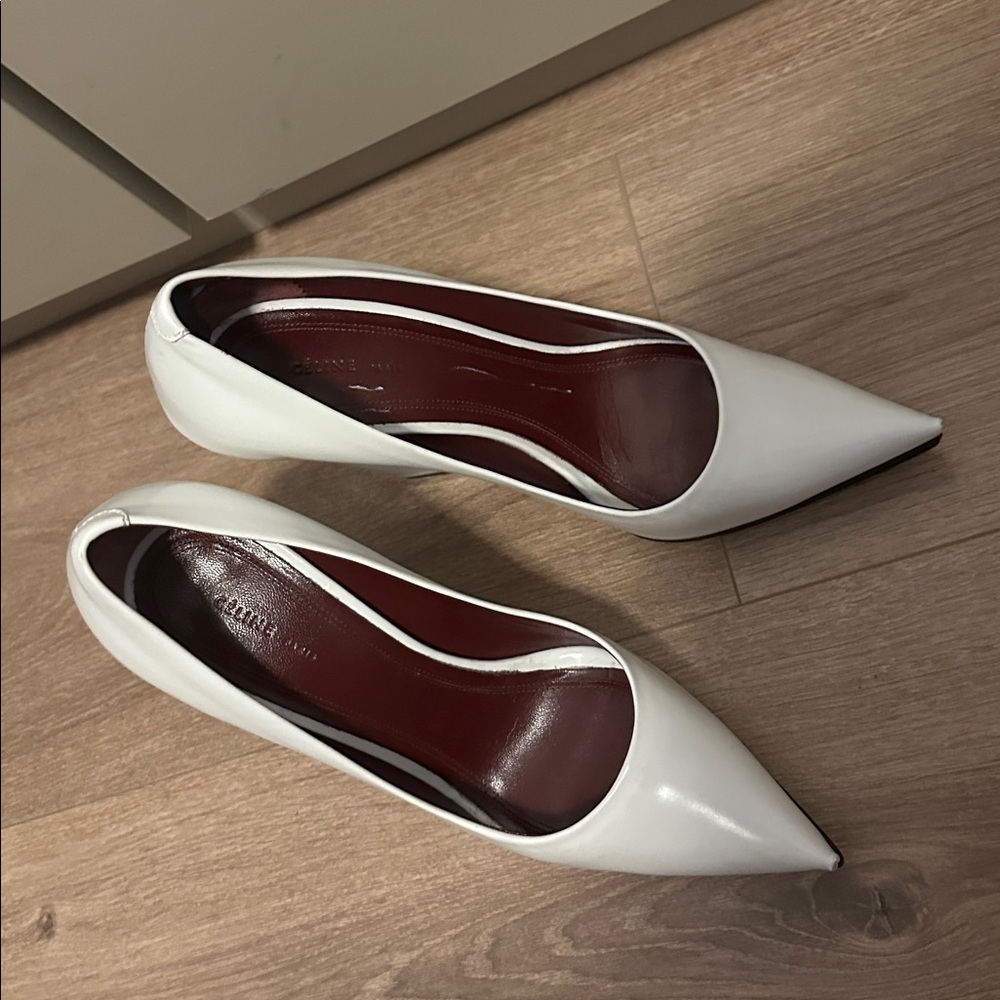 Celine White Wedge Heels size 35.5 - Picture 7 of 8